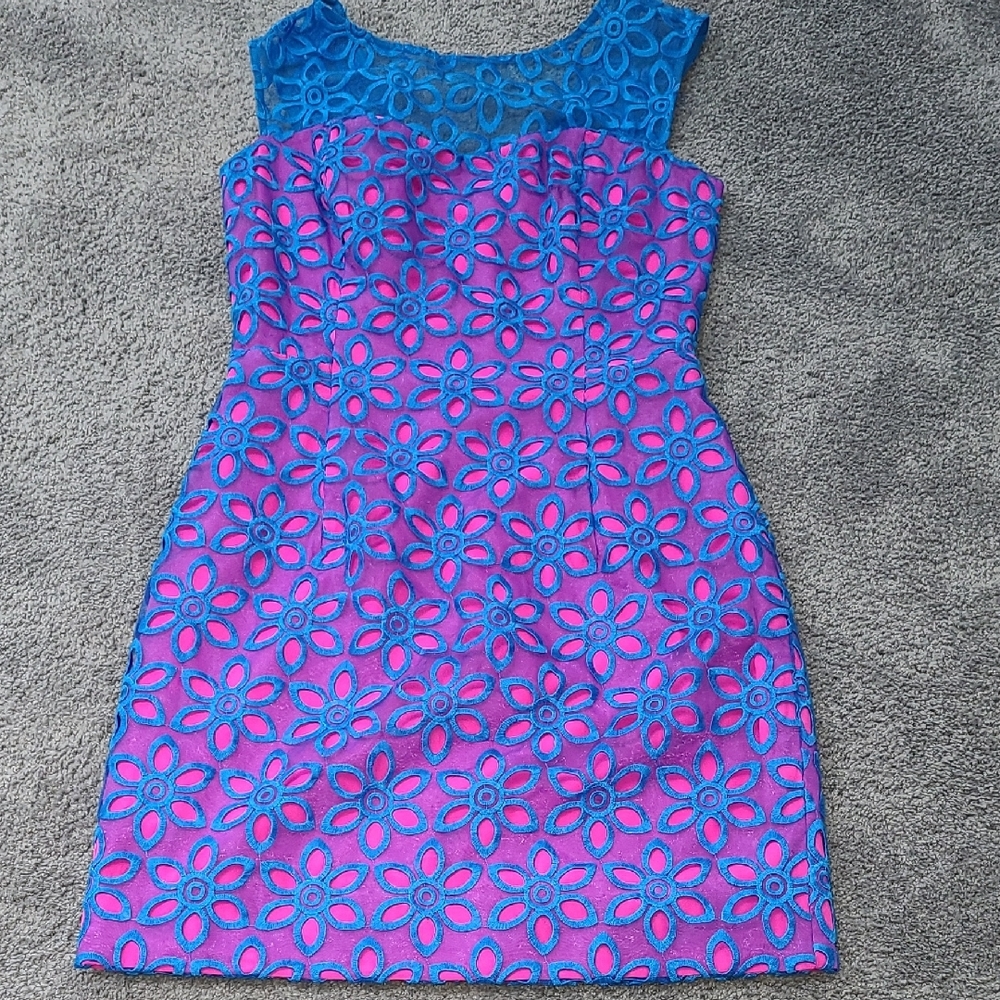 Beautiful Lily Pulitzer Blue and Pink Lace Dress